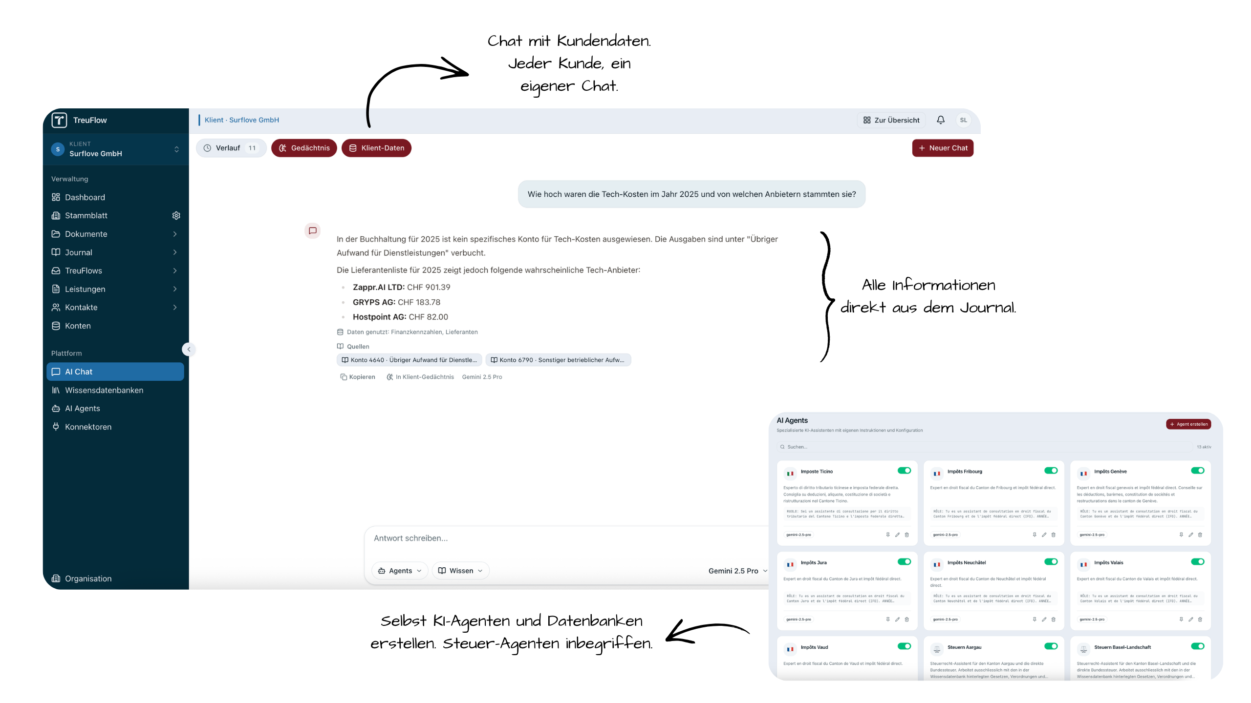 TreuFlow KI-Chat: Fragen zu Belegen und Dokumenten in normaler Sprache